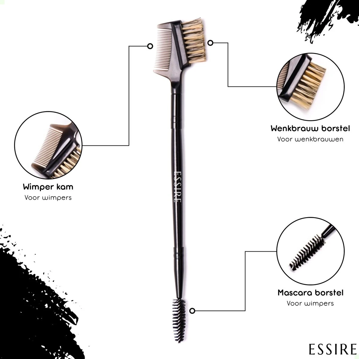 Essire Luxe Wenkbrauw Borstel - Wimperborstel - Wimperkam - 3-in-1 2 Essire Luxe Wenkbrauw Borstel - Wimperborstel - Wimperkam - 3-in-1 - Afbeelding 2