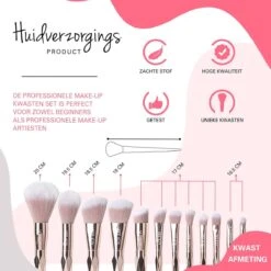 BeauRose Make Up Kwasten Set - Make Up Brush - Oogschaduw - Foundation Kwast - Poeder Kwast - Brush - Make Up - Cosmetica - Kwasten Set – Make Up Tasje - 12 Stuks -Cosmetica winkel 1200x1200 1559