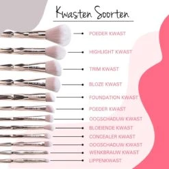 BeauRose Make Up Kwasten Set - Make Up Brush - Oogschaduw - Foundation Kwast - Poeder Kwast - Brush - Make Up - Cosmetica - Kwasten Set – Make Up Tasje - 12 Stuks -Cosmetica winkel 1200x1200 1565