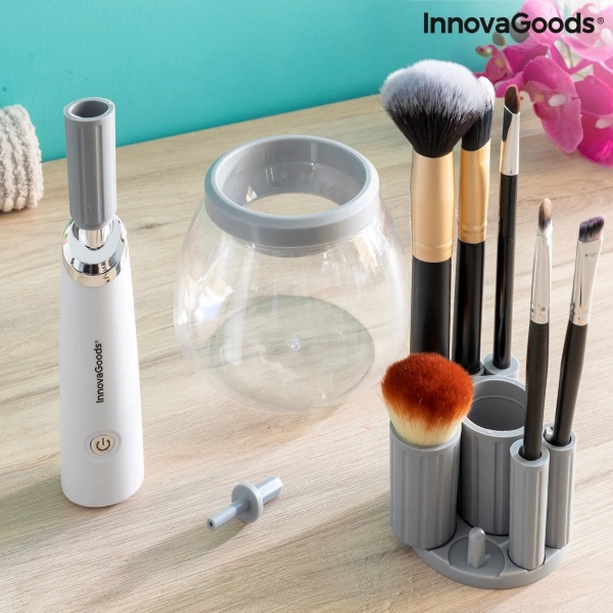 Innovagoods Luxe Make-up Kwastenreiniger - Elektrisch - Reinigen én Drogen - Draadloos - Make-up Borstels Schoonmaken 9 Innovagoods Luxe Make-up Kwastenreiniger - Elektrisch - Reinigen én Drogen - Draadloos - Make-up Borstels Schoonmaken - Afbeelding 9