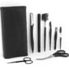 Wenkbrauw Trimmer Set - 8-delig – Met Epileer Pincet, 2x Wenkbrauw Schaartje, 2x Wenkbrauwmesje, Wenkbrauw Borstel, Wenkbrauwpotlood, Spoolie – In Stevige Etui - Zwart