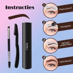 Basila® Duo Wenkbrauw Stempel Kit - Donker Bruin & Bruin - Watervast - Matte Poeder - Trimmer - 26 Stencils -Cosmetica winkel 1200x1200 1879