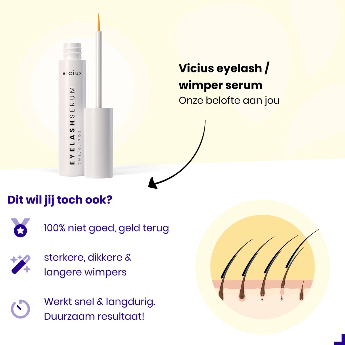 Wimperserum Van Vicius - Eyelash Serum Voor Wimper Groei - Vollere En Langere Wimpers - 5ML 6 Wimperserum Van Vicius - Eyelash Serum Voor Wimper Groei - Vollere En Langere Wimpers - 5ML - Afbeelding 6