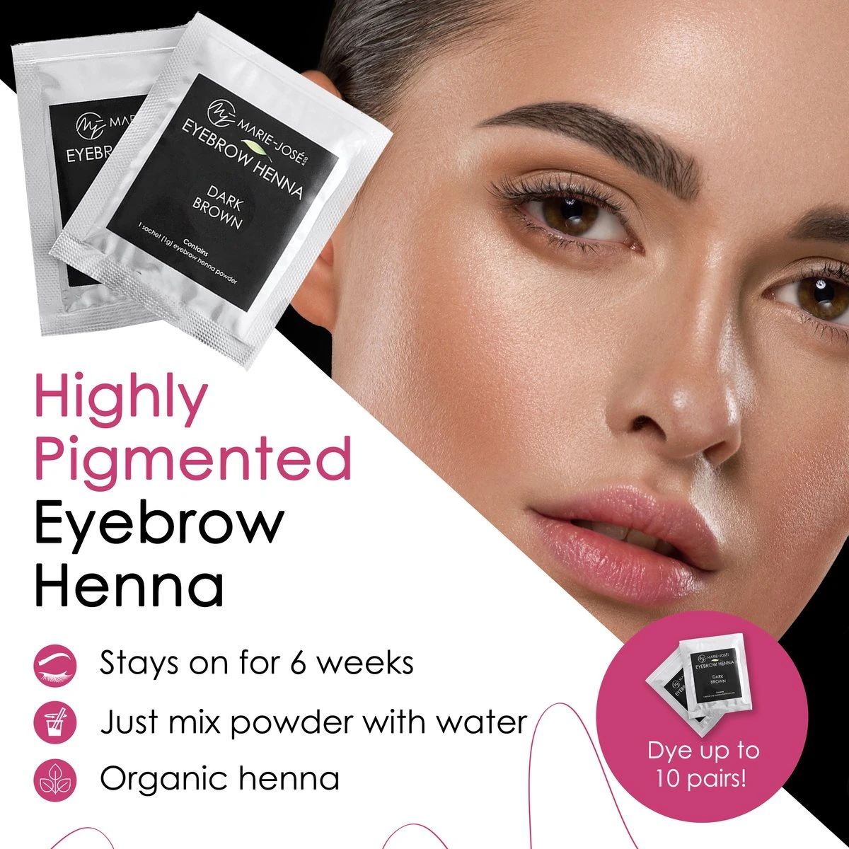 Marie-José & Co Henna Wenkbrauwverf Donkerbruin - Complete Henna Brows Kit - Tattoo Brow Set Voor 20 Paar Wenkbrauwen 4 Marie-José & Co Henna Wenkbrauwverf Donkerbruin - Complete Henna Brows Kit - Tattoo Brow Set Voor 20 Paar Wenkbrauwen - Afbeelding 4