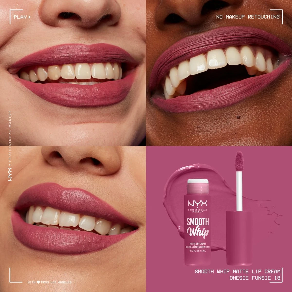 NYX Professional Makeup - Smooth Whip Matte Lip Cream Onesie Funsie - Vloeibare Lippenstift - 4ML 3 NYX Professional Makeup - Smooth Whip Matte Lip Cream Onesie Funsie - Vloeibare Lippenstift - 4ML - Afbeelding 3