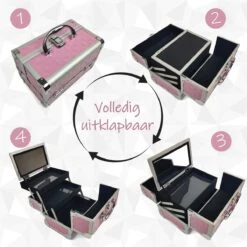 Make Up Koffer Meisjes En Dames Roze - Make Up Organizer Met Spiegel - Cosmetica Koffer - Beautycase Koffer -Cosmetica winkel 1200x1200 992
