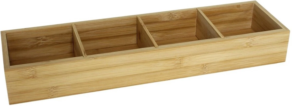 Gerim - Make-up Sorteer Organizer 4-vaks Bakje 44 X 10 X 6 Cm Bamboe 3 Gerim - Make-up Sorteer Organizer 4-vaks Bakje 44 X 10 X 6 Cm Bamboe - Afbeelding 3