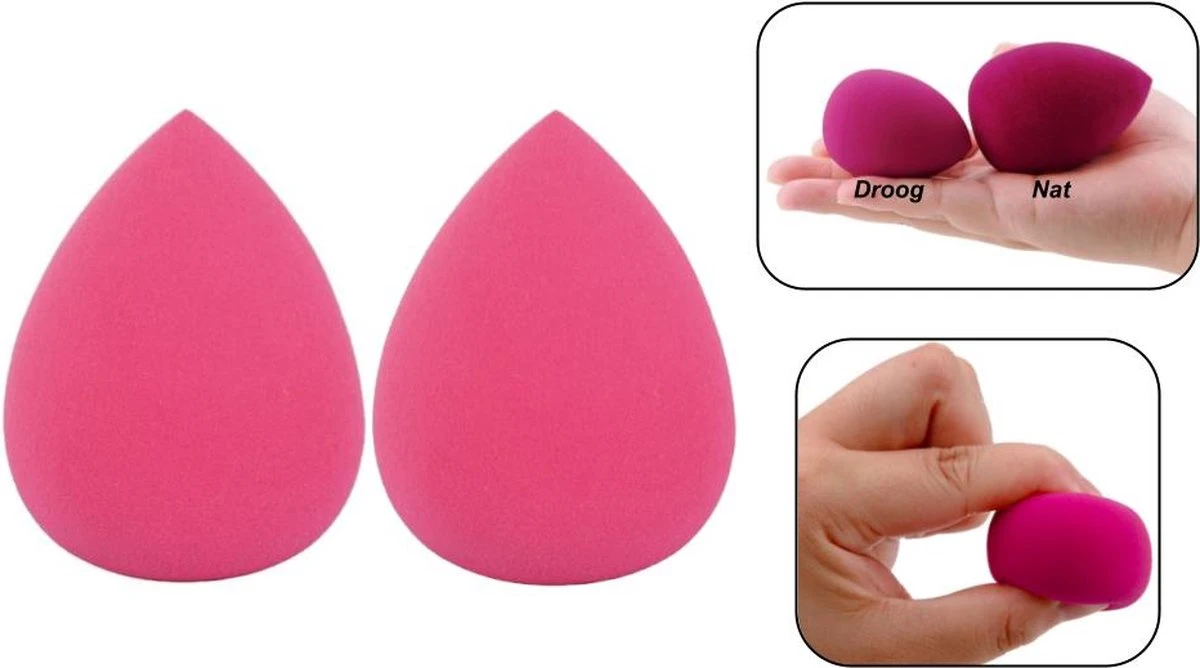 PD® - Make-up Spons - 2 Stuks - Roze - Beauty Blender - Blender Spons Voor Make-up - Foundation Blender - Make-up Ei 1 PD® - Make-up Spons - 2 Stuks - Roze - Beauty Blender - Blender Spons Voor Make-up - Foundation Blender - Make-up Ei