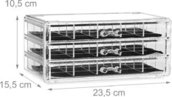 Relaxdays Make-up Organizer Acryl - 3 Lades Met Vakken Acrylbox - Cosmeticabox Opbergdoos - Doorzichtig -Cosmetica winkel 1200x678