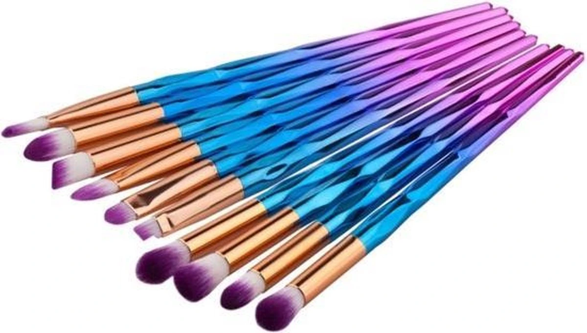 10-delige Oog Make-up Kwasten/Brush Set | Rainbow / Regenboog | Fashion Favorite 2 10-delige Oog Make-up Kwasten/Brush Set | Rainbow / Regenboog | Fashion Favorite - Afbeelding 2