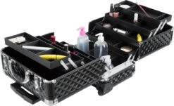 Dreamble Make-up Koffer - Make-up Trolley - Zwart - Rijdbaar - Met Wieltjes - Compact - 8 Vakken - Met Slot - 2 Sleutels -Cosmetica winkel 1200x732 2