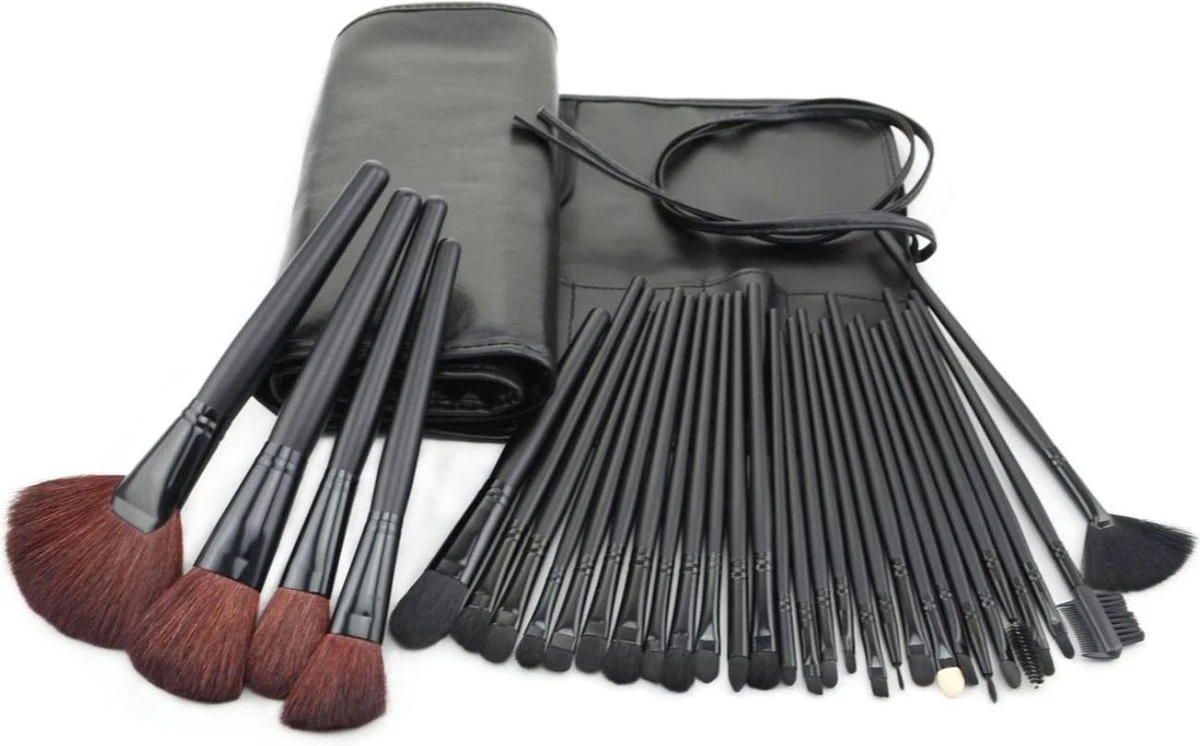 Evvie Professionele Make-up Kwasten In Luxe Etui - Kwastenset - Zwart - 32 Stuks 4 Evvie Professionele Make-up Kwasten In Luxe Etui - Kwastenset - Zwart - 32 Stuks - Afbeelding 4