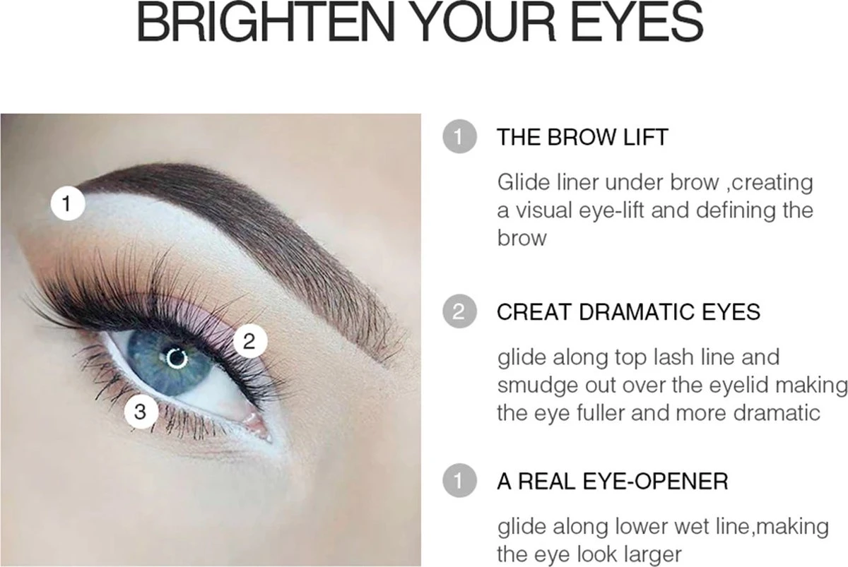 Witte Soft Eyeliner - 2 Stuks - Zachte Eyeliner - White Eyeliner - 2 Pieces - 5 Witte Soft Eyeliner - 2 Stuks - Zachte Eyeliner - White Eyeliner - 2 Pieces - - Afbeelding 5