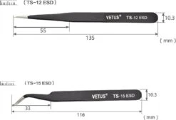 Vetus - Wimper Pincet ESD-15 - Zwart - Tweezer - Pincet - Wimperextensions -Cosmetica winkel 1200x822 2