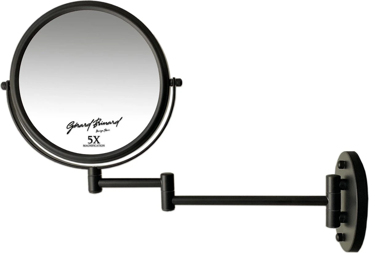 Make-up Wandspiegel Knikarm Mat Zwart - 5x Vergroting 20cmØ 1 Make-up Wandspiegel Knikarm Mat Zwart - 5x Vergroting 20cmØ