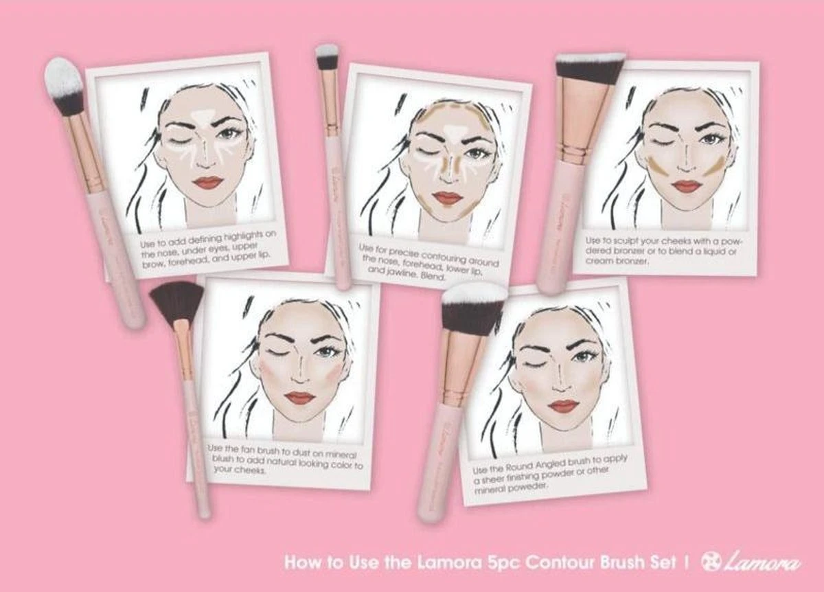 Lamora Make-up Kwasten Set - Contour - Lamora Proffecioneel - 5 Delig Kwasten In Luxe Koker 6 Lamora Make-up Kwasten Set - Contour - Lamora Proffecioneel - 5 Delig Kwasten In Luxe Koker - Afbeelding 6
