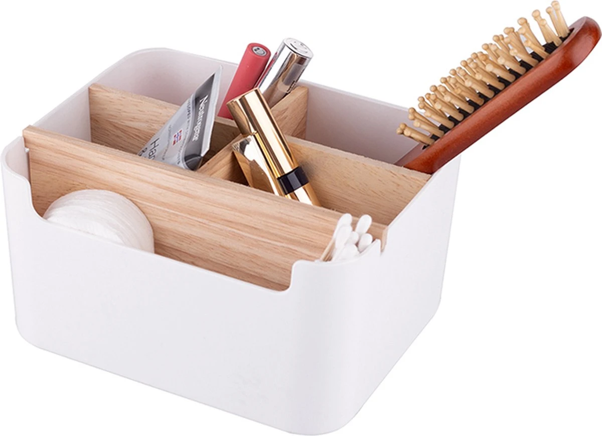 Altom Design Badkamer Orginazer 5-vaks - Gemaakt Van Ecologisch Bamboe - 18 X 14,5 X 9,5 Cm - Wit Bruin - Natura Line - Bamboo - Make-up Opbergbox 2 Altom Design Badkamer Orginazer 5-vaks - Gemaakt Van Ecologisch Bamboe - 18 X 14,5 X 9,5 Cm - Wit Bruin - Natura Line - Bamboo - Make-up Opbergbox - Afbeelding 2