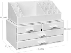 Nancy's Cutler Make-Up Organizer - Make-Up Opslag - 4 Lades - Open Vakken - Wit - Acryl - 24 X 13.5 X 18.5 Cm -Cosmetica winkel 1200x893 1