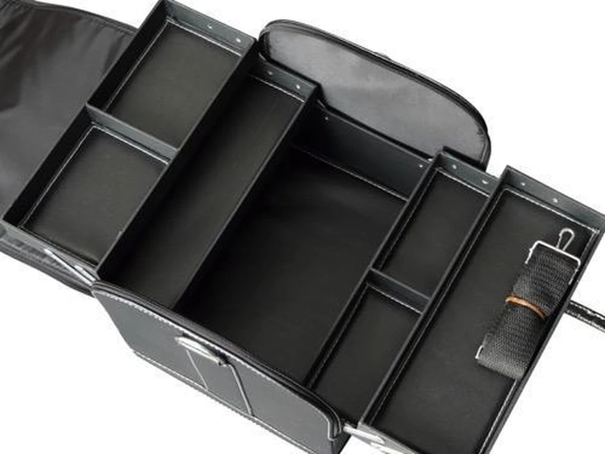 Praktische Handkoffer - Mat Zwart - Make-up, Nagel, Visagie Beautycase - Lichtgewicht - Met Draagriem 4 Praktische Handkoffer - Mat Zwart - Make-up, Nagel, Visagie Beautycase - Lichtgewicht - Met Draagriem - Afbeelding 4