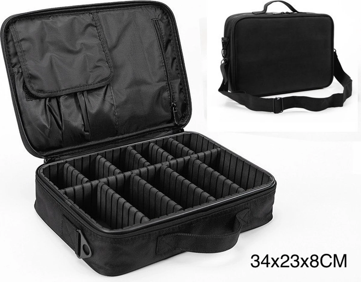 Merkloos Make-up Koffer - Cosmetica - Visagie Opbergtas - Beauty Organizer Met Verstelbare Vakken - 34x23x8CM - Zwart 4 Merkloos Make-up Koffer - Cosmetica - Visagie Opbergtas - Beauty Organizer Met Verstelbare Vakken - 34x23x8CM - Zwart - Afbeelding 4