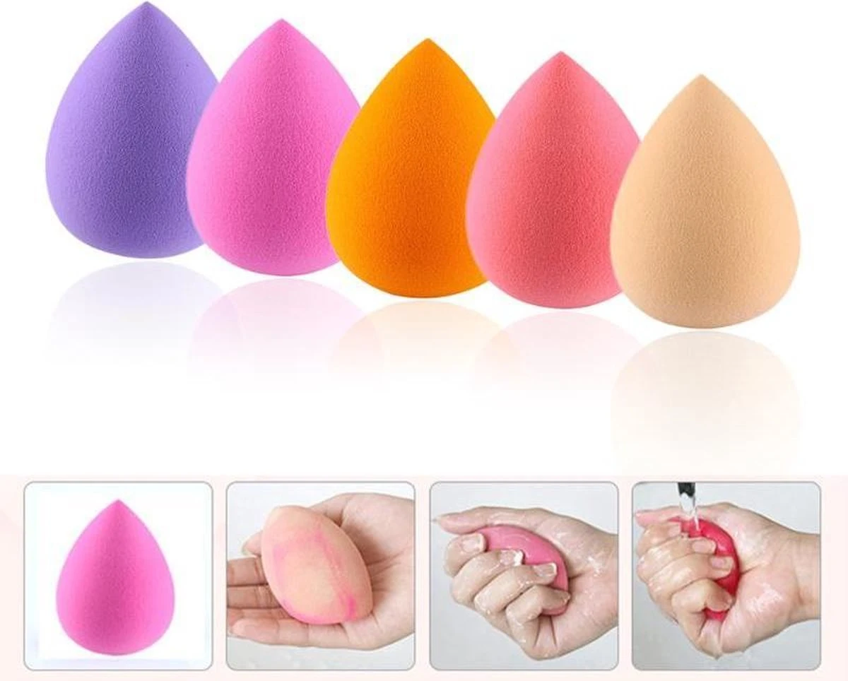 (5 Stuks) Make Up Spons - Gezicht Sponsje - Foundation Blender - Beauty Blender - Poeder - Make-Up 2 (5 Stuks) Make Up Spons - Gezicht Sponsje - Foundation Blender - Beauty Blender - Poeder - Make-Up - Afbeelding 2