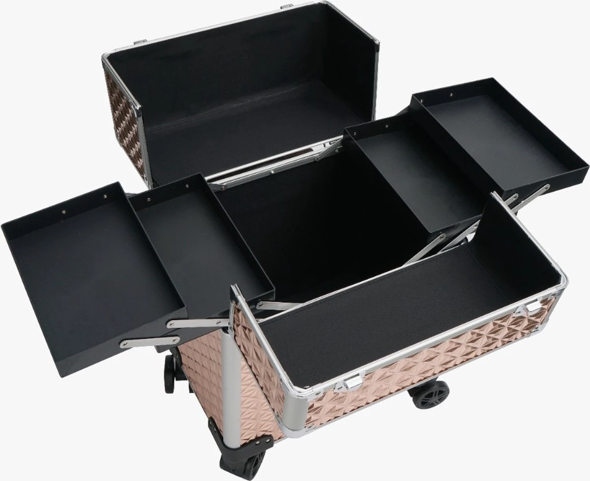 Koffer Gouden Kleur | Beautycase / Beautykoffer / Trolley Van Aluminium - 8 Wielen - Kapper Koffer - Tattoo Koffer - Nagel Koffer - Make-up Koffer 4 Koffer Gouden Kleur | Beautycase / Beautykoffer / Trolley Van Aluminium - 8 Wielen - Kapper Koffer - Tattoo Koffer - Nagel Koffer - Make-up Koffer - Afbeelding 4