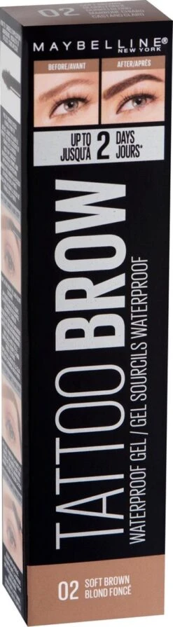 Maybelline Tattoo Brow Waterproof Wenkbrauwgel - 02 Soft Brown -Cosmetica winkel 331x1200 8