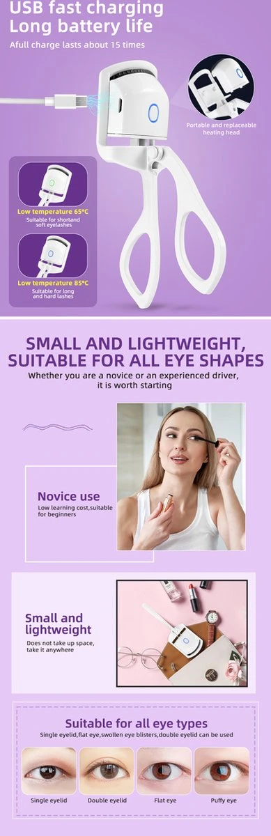 BeautyTech Elektrische Wimperkruller/Wimperkrultang - Roze - Oplaadbaar - Beauty - Verzorging - Make Up 7 BeautyTech Elektrische Wimperkruller/Wimperkrultang - Roze - Oplaadbaar - Beauty - Verzorging - Make Up - Afbeelding 7