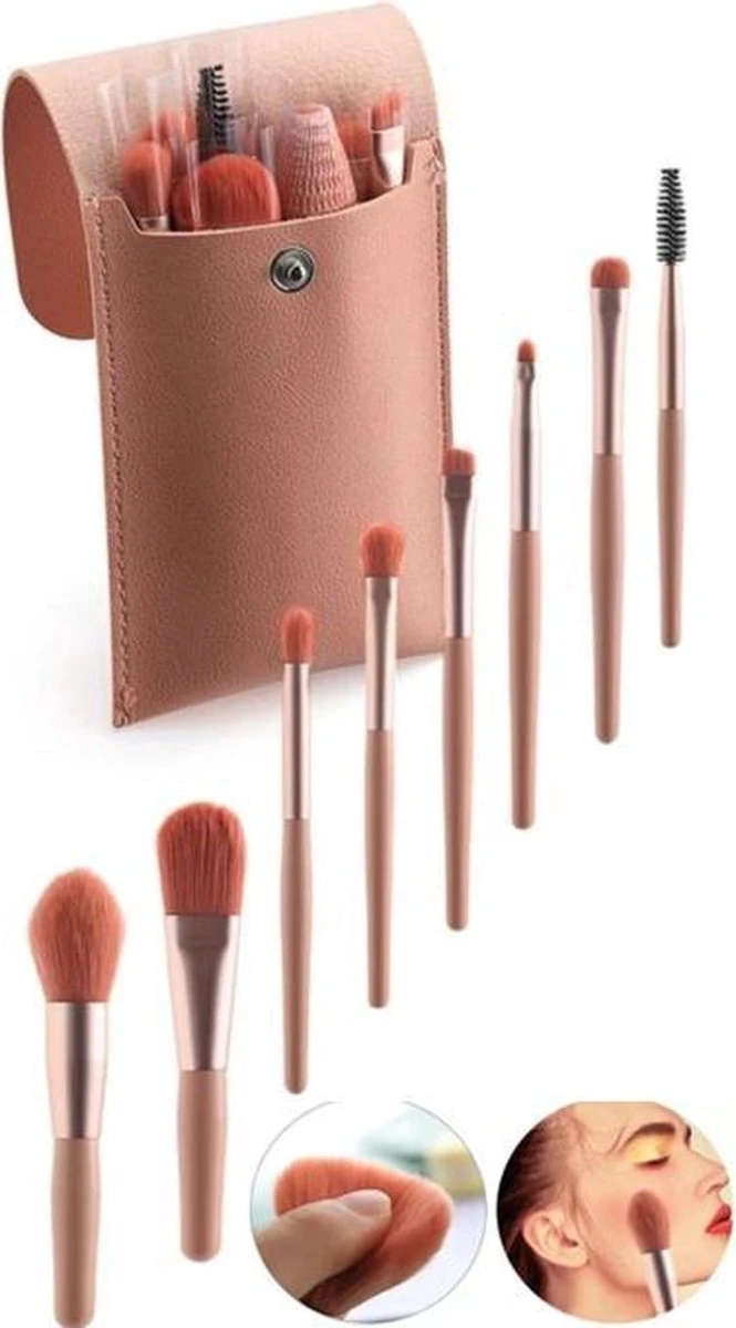 Saaf Make Up Kwasten - 8-Delige Set - Incl. Etui - Poederkwasten - Kabuki Kwast - Roze 2 Saaf Make Up Kwasten - 8-Delige Set - Incl. Etui - Poederkwasten - Kabuki Kwast - Roze - Afbeelding 2