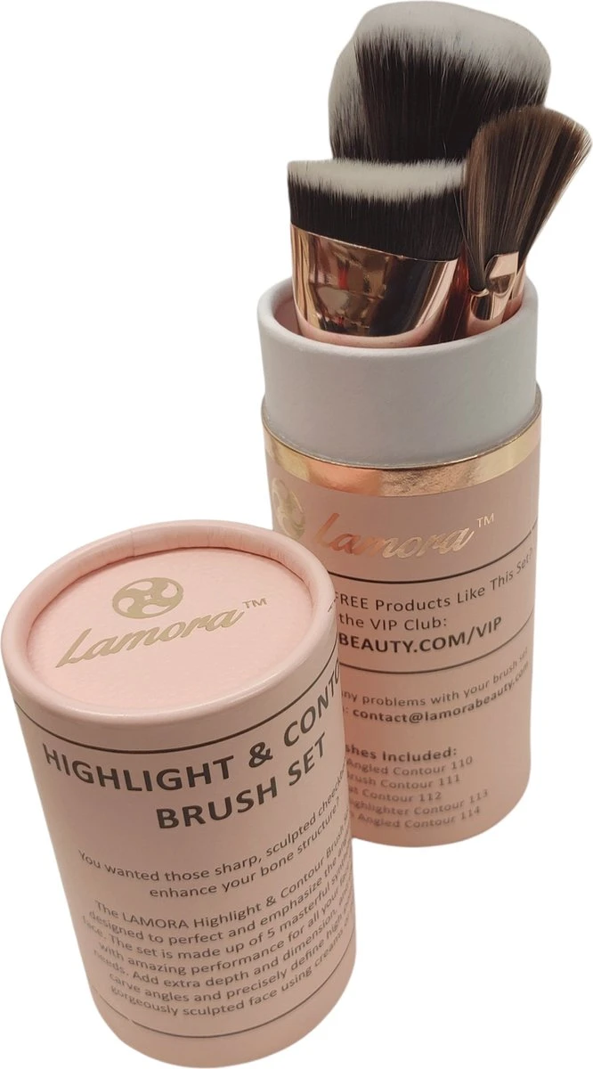 Lamora Make-up Kwasten Set - Contour - Lamora Proffecioneel - 5 Delig Kwasten In Luxe Koker 3 Lamora Make-up Kwasten Set - Contour - Lamora Proffecioneel - 5 Delig Kwasten In Luxe Koker - Afbeelding 3