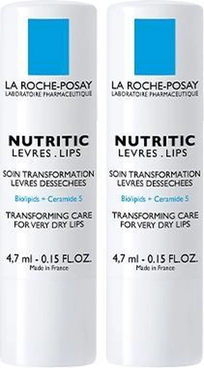 La Roche-Posay Nutritic Lippenstick - 2x4,7ml - (zeer) Droge Lippen 1 La Roche-Posay Nutritic Lippenstick - 2x4,7ml - (zeer) Droge Lippen