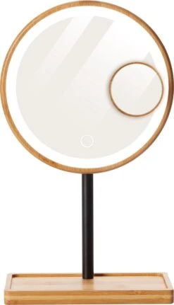 Lanaform - Bamboo Mirror - Oplaadbare Staande Spiegel ×1 · ×3 - Elegant Design Van Bamboe Met Zwarte Poedercoatingafwerking - Ledlampen Met Lange Levensduur -Cosmetica winkel 687x1200 3