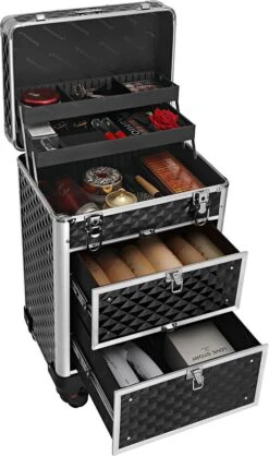 Songmics Kapperskoffer - Cosmetica Trolley - Cosmetica Koffer - Make-up Koffer - Visagie Koffer - Make Up Trolley - Op Wielen - Zwart 13 Songmics Kapperskoffer - Cosmetica Trolley - Cosmetica Koffer - Make-up Koffer - Visagie Koffer - Make Up Trolley - Op Wielen - Zwart -Cosmetica winkel 709x1200 3
