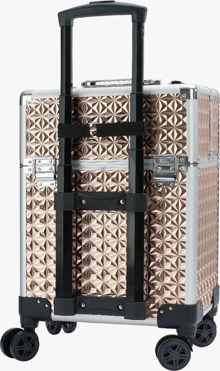 Koffer Gouden Kleur | Beautycase / Beautykoffer / Trolley Van Aluminium - 8 Wielen - Kapper Koffer - Tattoo Koffer - Nagel Koffer - Make-up Koffer 3 Koffer Gouden Kleur | Beautycase / Beautykoffer / Trolley Van Aluminium - 8 Wielen - Kapper Koffer - Tattoo Koffer - Nagel Koffer - Make-up Koffer - Afbeelding 3