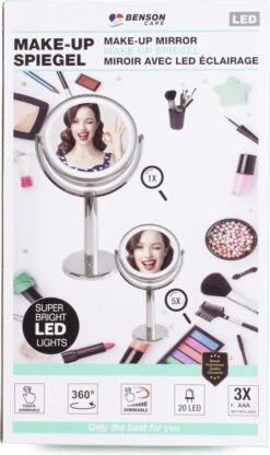 Benson Make Up Spiegel - LED Touch - Dimbaar - 2-Zijdig- Chroom -Cosmetica winkel 713x1200 1