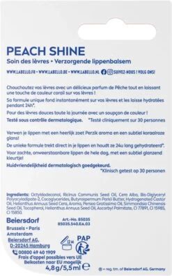 Labello Fruity Shine Peach Lippenbalsem - 5.5ml 7 Labello Fruity Shine Peach Lippenbalsem - 5.5ml -Cosmetica winkel 747x1200 2