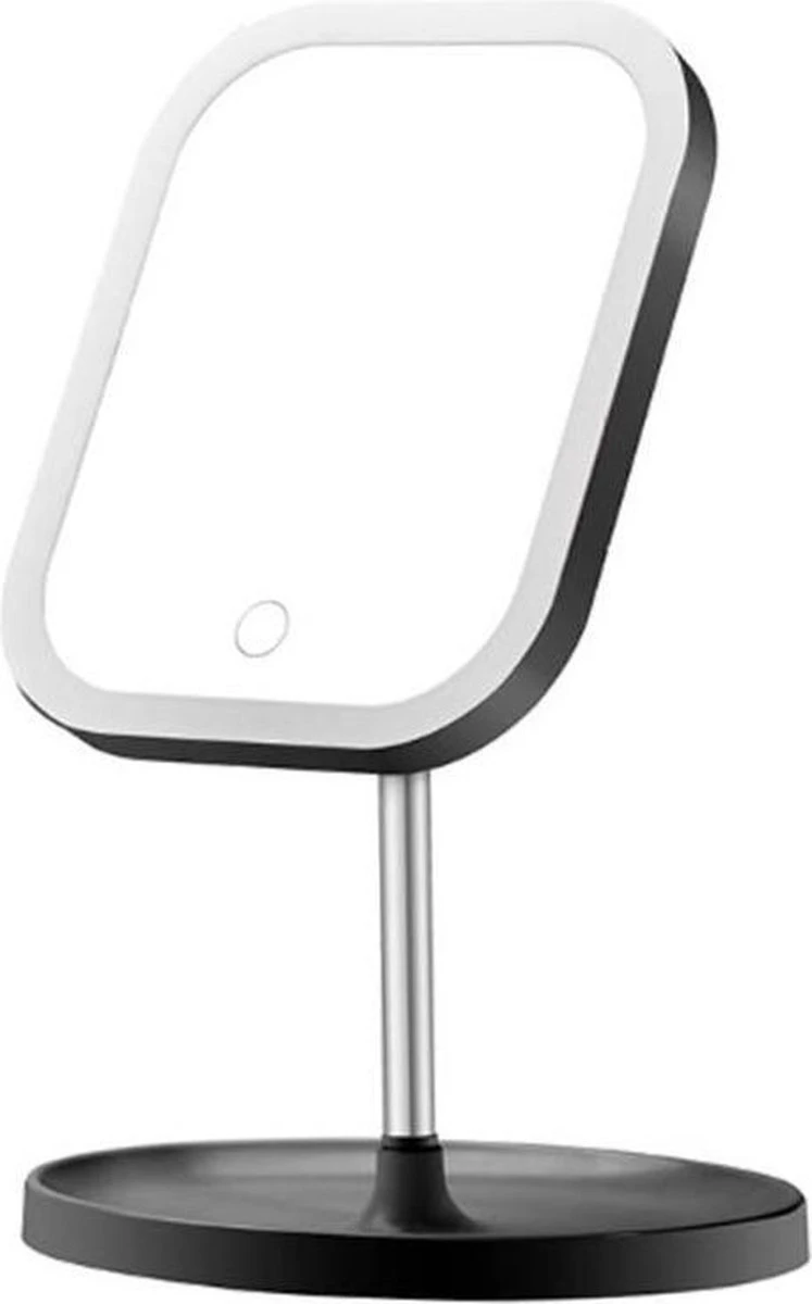 LYVION Make-up Spiegel Op Standaard Met LED / Met 3 Lichtkleuren / Make-up Spiegel / Make-up Standaard / Werkt Op 4 AAA-batterijen Of Micro USB Kabel / Touch - Zwart 1 LYVION Make-up Spiegel Op Standaard Met LED / Met 3 Lichtkleuren / Make-up Spiegel / Make-up Standaard / Werkt Op 4 AAA-batterijen Of Micro USB Kabel / Touch - Zwart