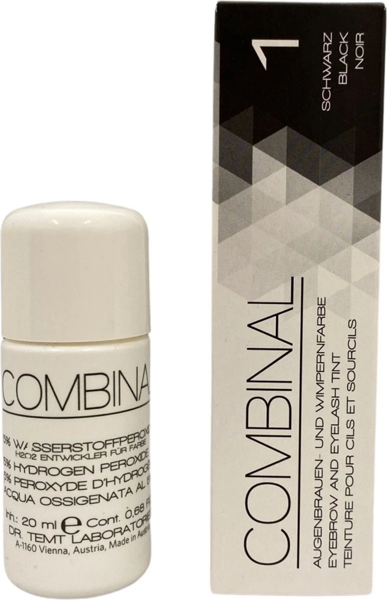 Combinal Wenkbrauw En Wimperverf - Zwart + Combinal Waterstofperoxide 5% - Wimpers - Wenkbrauwen - Wenkbrauwverf - Combideal 2 Combinal Wenkbrauw En Wimperverf - Zwart + Combinal Waterstofperoxide 5% - Wimpers - Wenkbrauwen - Wenkbrauwverf - Combideal - Afbeelding 2