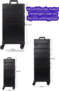 Beautycase / Beautykoffer / Trolley Voor Opbergen Van Uw Persoonlijke Verzorgingsproducten In 3 In 1 Van Aluminium - Bekleed Zwart Fluweel - 8wielen - Kapper - Tattoo - Nagel - Visagie - Make-up - Cosmetica - Schmink - Beauty Case / Beauty Koffer 6 Beautycase / Beautykoffer / Trolley Voor Opbergen Van Uw Persoonlijke Verzorgingsproducten In 3 In 1 Van Aluminium - Bekleed Zwart Fluweel - 8wielen - Kapper - Tattoo - Nagel - Visagie - Make-up - Cosmetica - Schmink - Beauty Case / Beauty Koffer -Cosmetica winkel 777x1200 3