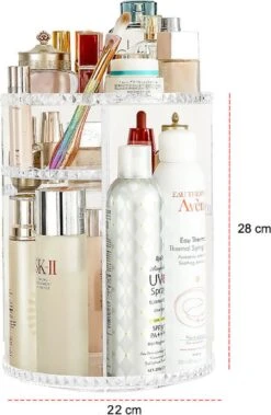 Merkloos Decopatent® Make Up Organizer - 360 Graden Draaibaar - Staande Makeup Organizer Transparant - Cosmetica - Lippenstift - Nagellak - Brushes - Kwasten - Oorbellen Etc -Cosmetica winkel 783x1200 1