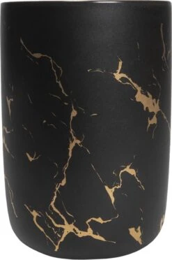 QUVIO Make-up Kwastenhouder / Tandenborstelhouder / Organizer / Beker - Zwart Met Goud