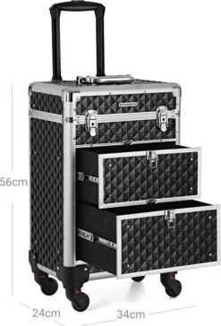 Songmics Kapperskoffer - Cosmetica Trolley - Cosmetica Koffer - Make-up Koffer - Visagie Koffer - Make Up Trolley - Op Wielen - Zwart 11 Songmics Kapperskoffer - Cosmetica Trolley - Cosmetica Koffer - Make-up Koffer - Visagie Koffer - Make Up Trolley - Op Wielen - Zwart -Cosmetica winkel 814x1200 1