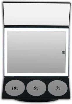 GROTE, Drieluik LED Make-up Spiegel Touch Knop En Dimmer 1, 3, 5 En 10 Maal Vergroting Inclusief Usb Kabel, Spiegels -Cosmetica winkel 829x1200 1