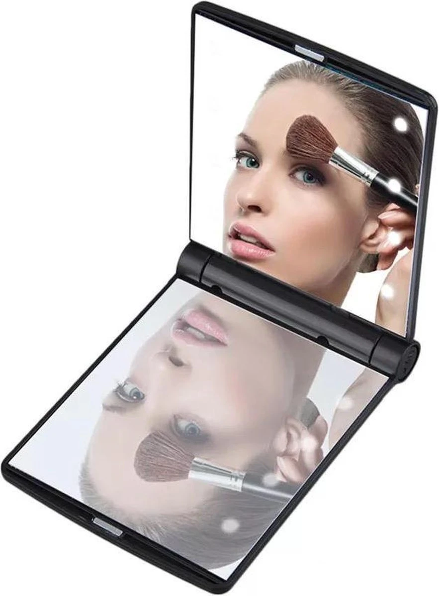 Compacte Make-up Spiegel- LED Mirror- Inklapbaar Met Verlichting- Draagbare Mini Make-up Spiegel 1 Compacte Make-up Spiegel- LED Mirror- Inklapbaar Met Verlichting- Draagbare Mini Make-up Spiegel