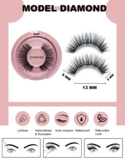 Nepwimers Zonder Lijm | Magnetische Wimpers | Eyeliners | Diamond Wimpers | Pincet | Wimperset | Model Diamond | Fake Lashes | M5 Lashes Diamond Set | Herbruikbare Wimpers | 3D Wimpers | Kit | Waterbestendig | Natuurlijke Wimpers | Waterproof -Cosmetica winkel 899x1200 3