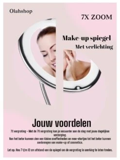 Make-Up Spiegel - 7X Vergroting - LED Licht - Make Up Spiegel Met Verlichting - Vergrootspiegel Met Zuignap - Exclusief Baterijen(Niet Ingegrepen 3AAA)3AAA -Cosmetica winkel 900x1200 29