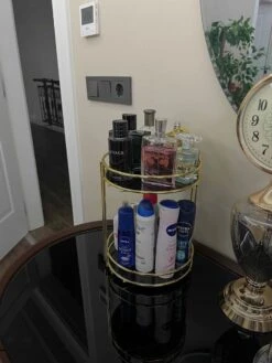 KIARA Badkamer Cosmetische Sieraden Organizer Multifunctionele Organizer 2-Tier Dienblad Catering Goud -Cosmetica winkel 902x1200 2