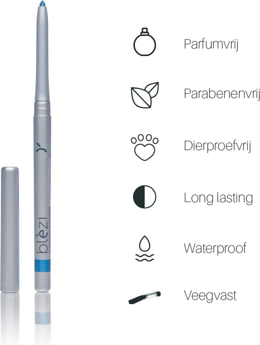 Blèzi® Automatic Eye Pencil 30 Brilliant Blue - Oogpotlood Waterproof - Blauw Felblauw 4 Blèzi® Automatic Eye Pencil 30 Brilliant Blue - Oogpotlood Waterproof - Blauw Felblauw - Afbeelding 4