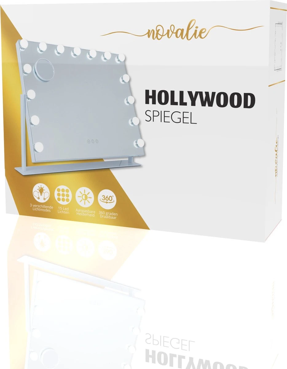 Novalie Hollywood Spiegel Met Verlichting - 65 Cm X 50 Cm - Make Up Spiegel Met Led Lampen – Visagie – Dimbaar / 3 Lichtstanden – Voor Hem / Haar Cadeau – 10x Vergroting – Met Tru-Daylight Verlichting – Wit 9 Novalie Hollywood Spiegel Met Verlichting - 65 Cm X 50 Cm - Make Up Spiegel Met Led Lampen – Visagie – Dimbaar / 3 Lichtstanden – Voor Hem / Haar Cadeau – 10x Vergroting – Met Tru-Daylight Verlichting – Wit - Afbeelding 9