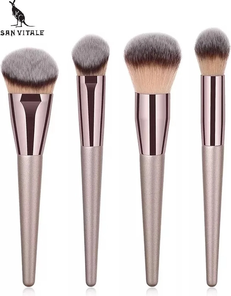 San Vitale® - Luxe Professionele Make Up Kwasten Set - Make Up Brush - Vegan Penselen - Inclusief Pouch - Make Up Pouch Met 10-delig Penselen Set - Champagne/goud 11 San Vitale® - Luxe Professionele Make Up Kwasten Set - Make Up Brush - Vegan Penselen - Inclusief Pouch - Make Up Pouch Met 10-delig Penselen Set - Champagne/goud - Afbeelding 11